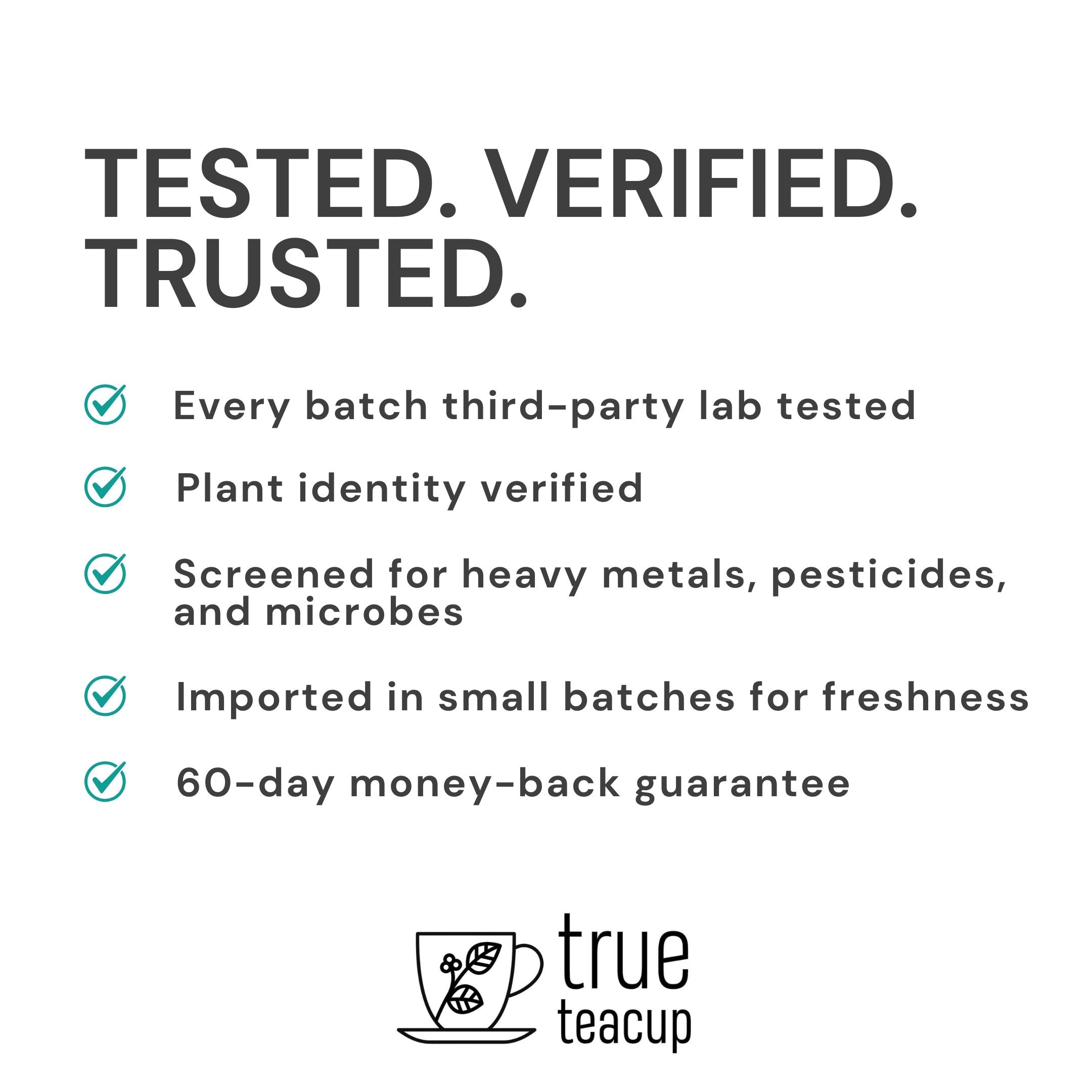 Third-party lab tested Chanca Piedra tea with 60-day money-back guarantee